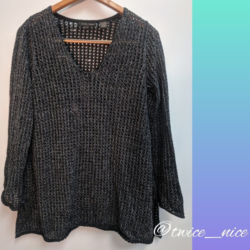 Jeanne Pierre Black/Silver Netting Top